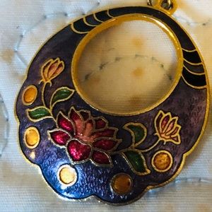 Vintage Earrings, mauve background w/pink flowers